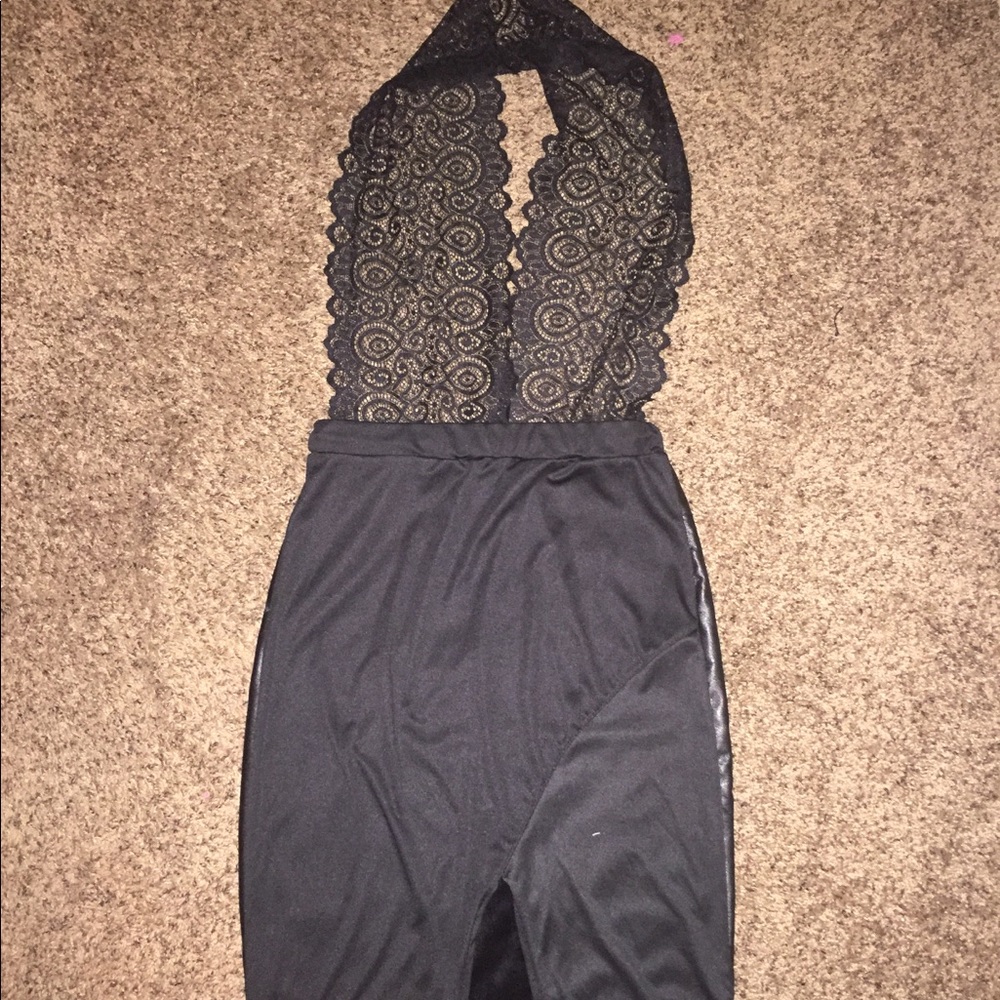 Halter faux Leather Dress